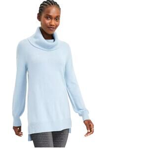 Loft Tunic Sweater Petite Dusty Blue Cowl Hi Low Hem Soft Tunic Sweater XSP NEW